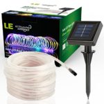 LE 33ft 100 LED Solar Rope Lights, Waterproof Outdoor Rope Lights, Red/Green/Blue/Warm White, Portable LED String Light with Light Sensor, for Wedding, Party, Decorations, Gardens, Lawn, Patio
