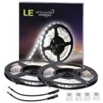LE 2 Pack * 16.4ft LED Strip Lights, 300 Units SMD 3528 LEDs, 12 V Light Strips, 6000K Daylight White LED Light Strips, 91 Lumens/ft, 1.5 watts/ft, Non-waterproof, LED Tape, LED ribbon