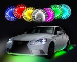 Zento Deals 7 Colors LED Undercar Glow Underbody System Neon Lights Kit 36″ x 2 & 48″ x 2 w/ Sound Active Function and Wireless Remote Control