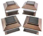Set of 4 Bronze Finish Solar Power Light for 4 x 4 Deck & Post Cap