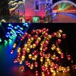LED String Lights Solar Christmas Lights 39ft 100 LED 8 Modes Ambiance lighting for Outdoor Patio Lawn Landscape Fairy Garden Home Wedding Holiday waterproof Colored lights