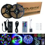 RoLightic 2 Rolls (10M / 32.8ft) 3528 Waterproof 600LEDs RGB Color Changing Flexible Led Strip Light Kit with 44key IR Remote Controller + 12V 5A Power Supply for Home Decorative (Waterproof)