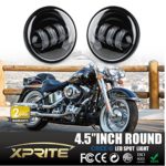 Xprite 4.5″ Inch 60W Black Cree Led Spot Lights 6000k White Passing Projector Fog Lamp for Harley Davidson Daymaker Motorcycles