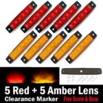10 pcs TMH® 3.8″ 6 LED Red & Amber Side Led Marker ( 5 + 5 ), Trailer marker lights, Led marker lights for trucks, Marker light amber, Rear side marker light, Truck cab marker lights, RV marker light