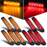 Partsam 10x 3.8″ Truck Bus Boat Trailer Amber Red Side Marker Indicators Light Lamp 6LED
