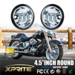 Xprite Black 4.5″ Inch 60W Cree Led Spot Lights 6000k White Passing Projector Fog Lamp for Harley Davidson Daymaker Motorcycles