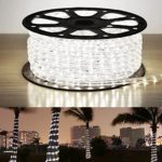 LE 150ft 110-120V AC LED Rope Lights Kit, 6000K Daylight White, Waterproof IP65, Accessories Included, 360° Beam, LED Crystal Clear PVC Tubing Rope, Customizable Outdoor Rope Lighting for Holiday