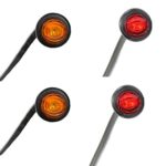 2x Amber & 2x Red 3/4″ Mount Bullet Mini LED Lights Clearance Side Marker Indicator Truck Trailer