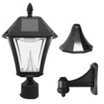 Gama Sonic Baytown II Solar Outdoor LED Light Fixture, Pole/Post/Wall Mount Kit, Black Resin #105033