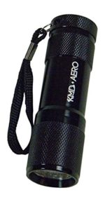 KMD Aero Red Light LED Black Aluminum Aviator Flashlight Preserves Night Vision for Aviation, Astronomy, Camping, Hunting, Turtle Watching, and more