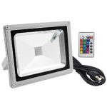 Floodoor RGB LED Flood Light,20W US 3 Prong Plug,Remote Control,16 Colors 4 Models Switchable,Memory Function,Outdoor House Decoration Landscape Garden