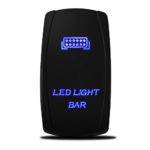 MICTUNING Laser LED Light Bar Rocker Switch ON-OFF LED Light 20A 12V, 5pin, Blue