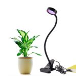 Aokey LED Grow Light 8W Adjustable 2 Level Dimmable Clip Desk Grow Lights Lamp Bulb Clamp Flexible Gooseneck 360 Degree for Indoor Plants Hydroponic Garden Greenhouse