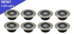 4 LED White Solar Round Recessed Deck Dock Patio Light (8 Pack)