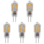 KINDEEP 5-Pack AC/DC 12V 1.5W 25W Halogen Bulbs Equivalent G4 Bi-Pin LED Light Bulb with Clear Plastic Cover Warm White 3000K