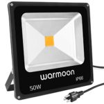 Warmoon Outdoor LED Flood Light, 50W Warm White 3200K Waterproof Security Lights with 3-Prong US Plug