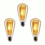 Vintage Edison LED Bulb,CMYK Dimmable 4W ST64 Antique LED Bulb Squirrel Cage Filament Light For Decorate Home,E26,2200K,Warm White pack of 3