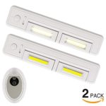 Dimmable Remote Controlled LED Under Cabinet Light, Directional Strip Bar Light, Magnetic Base, COB Chips, Battery Operated, Max 180lm for Closet, Nightlight/Stair/Step/Flashlight (2Pack+1RF Remote)