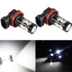 JDM ASTAR Extremely Bright All Size Max 50W High Power LED Bulbs for DRL or Fog Lights, Xenon White (H11)