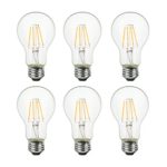 Thinklux Edison Style Filament LED A19 Light Bulb, 4 Watt, 40 Watt Equal, 2700K, Dimmable, E26 Base (Pack of 6)