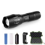 Wilker Super Bright Professional LED Tactical Flashlight Kit CREE XML T6 with Adjustable 5 Light Mode, 1000 Lumens Brightest Zoomable Focus