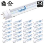 24-Pack of Hyperikon T8 LED Light Tube, 4ft, 18W (36W equivalent), 6000K (Very Bright White), Single Ended Power, Clear, UL-Listed & DLC-Qualified [24 Tombstones Included]