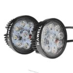 KAWELL 2 Pack 27W Round DC 9-32V 6000K 1800 lm 60 Degree LED Work Light for ATV Jeep boat suv truck car atvs fishing Deck Driving light Off Road Waterproof Led Flood Work Light