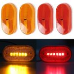 Partsam 4x LED Front Rear Side Marker Light Indicator for Boats Truck Trailer Amber & Red