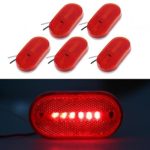 Partsam (5) 12V Oval Oblong Red Side Marker Clearance Lamp w/ White Base Replacement Light