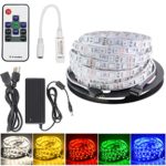 16.4Ft DC 12V Flexible Multi Color Led Tape Lights,eTopxizu SMD 5050 RGB 300 LEDs Color Changing Non-waterproof LED Strip Light With RF Wireless Remote Control and 12V 5A Power Supply