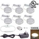 Xking 6 Pcs Dimmable LED Under Cabinet Lighting Kit, DC12V12W – Warm White