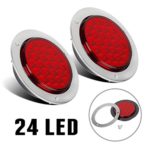 Partsam 2pc 24-LED Red 4″ Round Tail Stop Turn and Brake Light w/Chrome Bezels+Wire plug