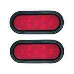 Leading Edge Lighting TL-62720-RK Pair of 6″ Oval LED Stop Turn Tail Light Grommet Mount Trailer Truck RV Light, Sealed Waterproof (Two Light kits), Red