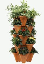 LARGE Vertical Gardening Stackable Planters by Mr. Stacky – Grow More Using Limited Space And Minimum Effort – Plant. Stack. Enjoy. – Build Your Own Backyard Vertical Garden – DIY Stacking Container System – For Growing Strawberry, Tomato, Pepper, Cucumber, Herbs, Lettuce, Greens, & Much More – Indoor or Outdoor – Stackable Pots (5)