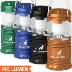 [4 Pack] LED Camping Lantern Flashlights – Hurricane Emergency Tent Light – Backpacking, Hiking, Fishing, & Outdoor Lighting Bug Out Bag Camping Equipment | Portable, Compact, & Water Resistant Gift