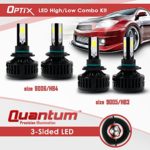 9006 9005 – Optix LED Conversion Kit Headlight High Beam Combo 160W 16000LM Total 6000K 6K White 4 Bulb Set