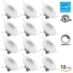 12 PACK TORCHSTAR 13W 5-6 inch Dimmable LED Downlight, 90W Replacement ENERGY STAR UL-classified Retrofit LED Recessed Lighting Fixture, 5000K Daylight Ceiling Light