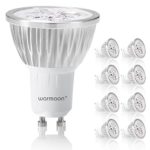 Warmoon GU10 LED Bulbs, 4W Daylight White, 6500K, 520lm, 110V, Not Dimmable Spotlight, 35W Halogen Bulbs Equivalent, 30 Degree Beam Angle, Standard Size LED Light Bulbs(Pack of 8)
