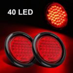 Partsam(Pack of 2pcs)4″ Super Bright 40 Diodes Stop Tail Turn Brake Light Red Assembly Rubber Mount