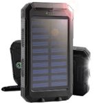 Solar Charger, Solar Panel Portable 8000mAh Dual USB Solar Battery Charger Power Bank Phone Charger with LED Light (Black)