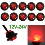 ” Purishion 10x 3/4″” Round LED Clearence Light Front Rear Side Marker Indicators Light for Truck Car Bus Trailer Van Caravan Boat, Taillight Brake Stop Lamp 12V (Red)