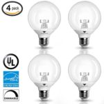 (Pack of 4) G25 LED Bulb 6W, Warm white (3000K) 40W LED Vanity Light Globe Bulb Incandescent Replacement with Clear Cover, Dimmable, UL Listed and Energy Star certified LED Light Bulbs