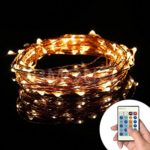 BMOUO Rope String Lights , 33Ft 10M 100 LED Lights String 100 LEDs on Copper Wire LED Starry Flexible Lights with 12v Power Adapter and a Remote Control For Christmas Wedding and Party (Warm White)