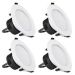 LE Pack of 4 Units 6W 3.5-Inch LED Recessed Lighting, 50W Halogen Bulbs Equivalent, Not Dimmable, LED Driver Included, 310lm, Warm White, 3000K, 90° Beam Angle, Recessed Ceiling Lights, LED Downlight