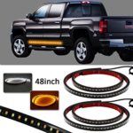 LYLLA 48 inch Flexible 2-Function White Amber LED Side Light Turn Signal for Pickup Truck SUV (Pack of 2)