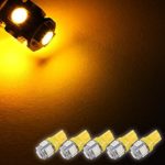 Zone Tech SMD Yellow Amber LED Light Bulbs – 5-Piece Premium Quality T10 194,168,2825 SMD Yellow Amber Super Bright Car Light LED Lamp Bulb