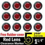 12 Pcs TMH 1 1/4″ Inch Mount Red LENS & Red LED Clearance Markers, side marker lights, led marker lights, led side marker lights, led trailer marker lights, trailer marker light