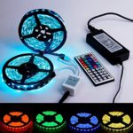 xtf2015 10M/32.8ft Color Changing RGB 5050 SMD Waterproof 600 LEDs Lighting Rope Lights 60LEDs/M Flexible Strip Light Kit + Two Outputs 44key IR Remote Controller + 8A Power Supply