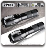 Timlon 2 Pack LED Tactical Flashlight Cree XM-L T6 2000 Lumen Zoomable and Waterproof LED Flashlight(black)