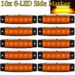 10X 12V 6 LED Truck Bus Boat Trailer Side Marker Indicators Light Lamp Amber